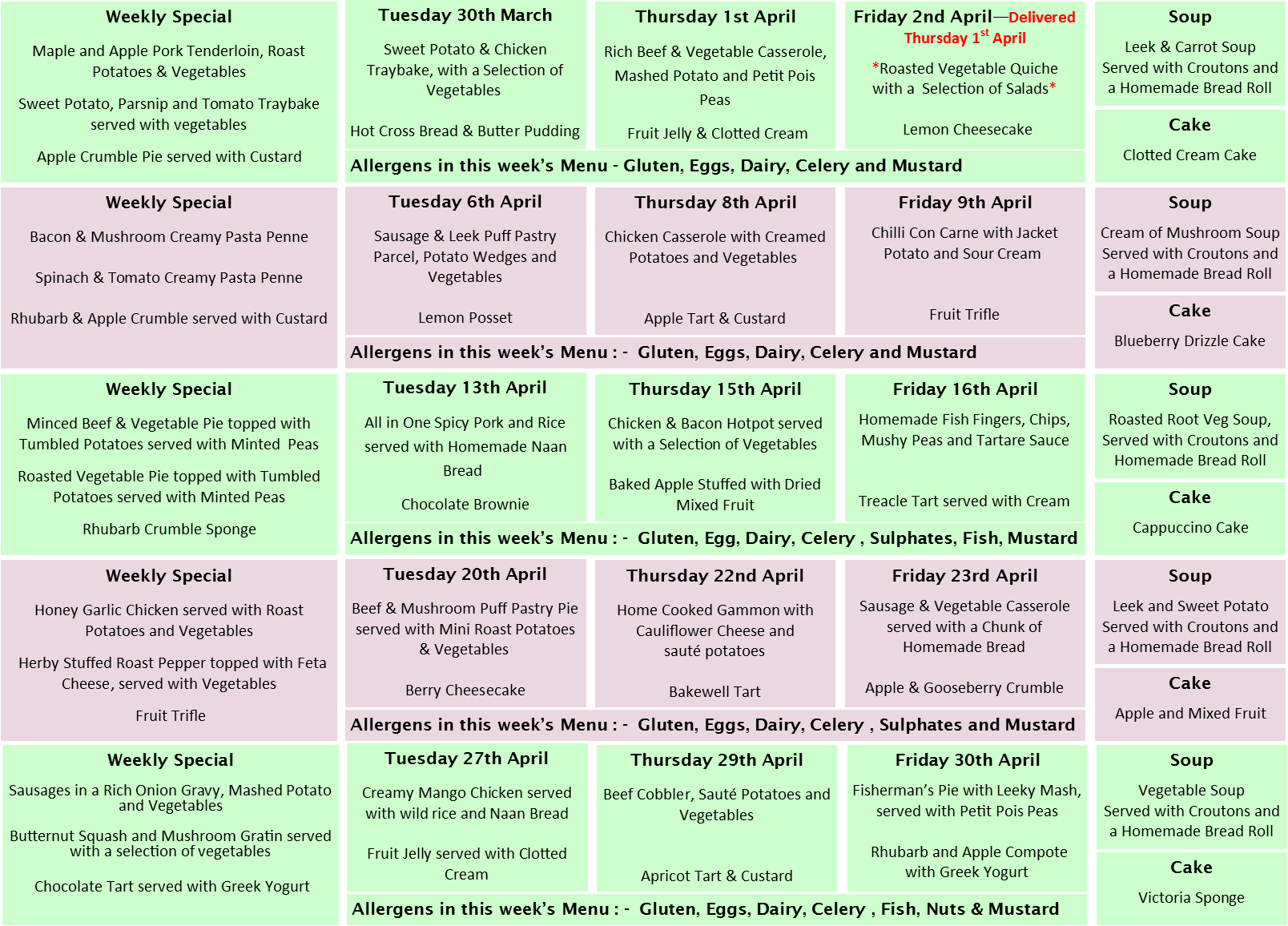 April Menu