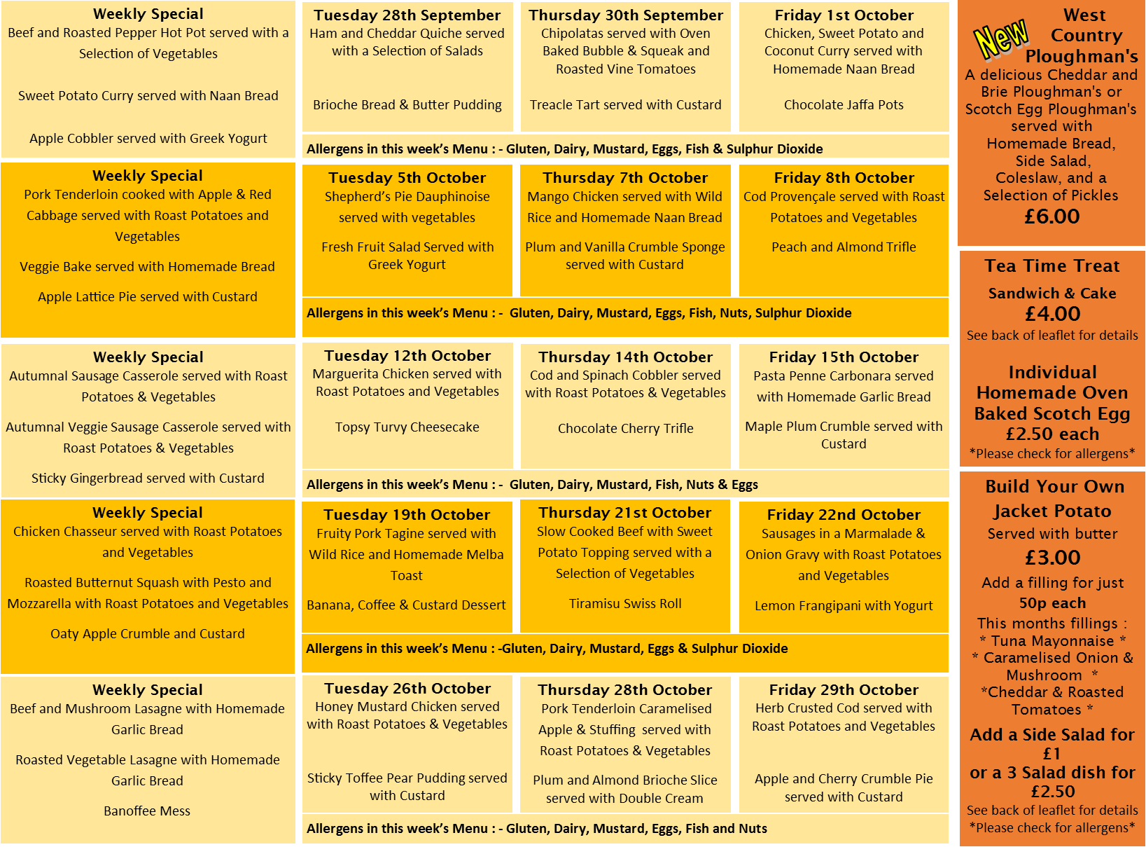 October Menu